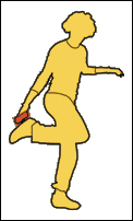 Silhouette of a person touching their ankle